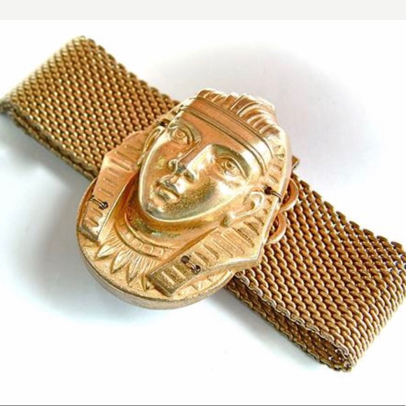 Bracelet Miriam Haskell Mesh Cuff Egyptian - Picture 6 of 8